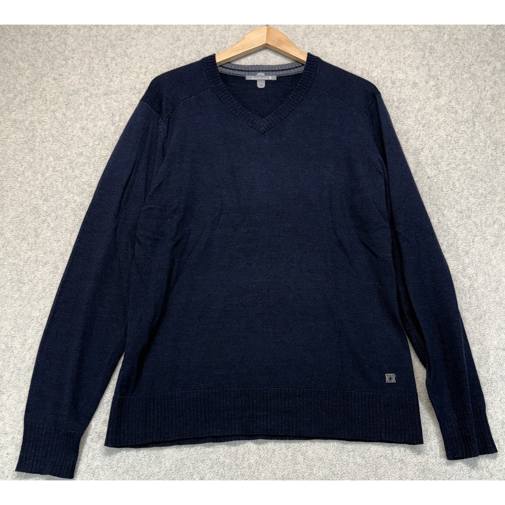 SmartWool Mens Pullover Sweater Deep Navy Blue Long Sleeve V-Neck Winter Warm M